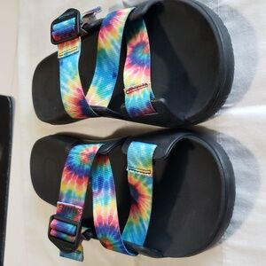 Chaco Men's Chillos Slide Dark Tie Dye Adjustable Strap Sandals Size 10